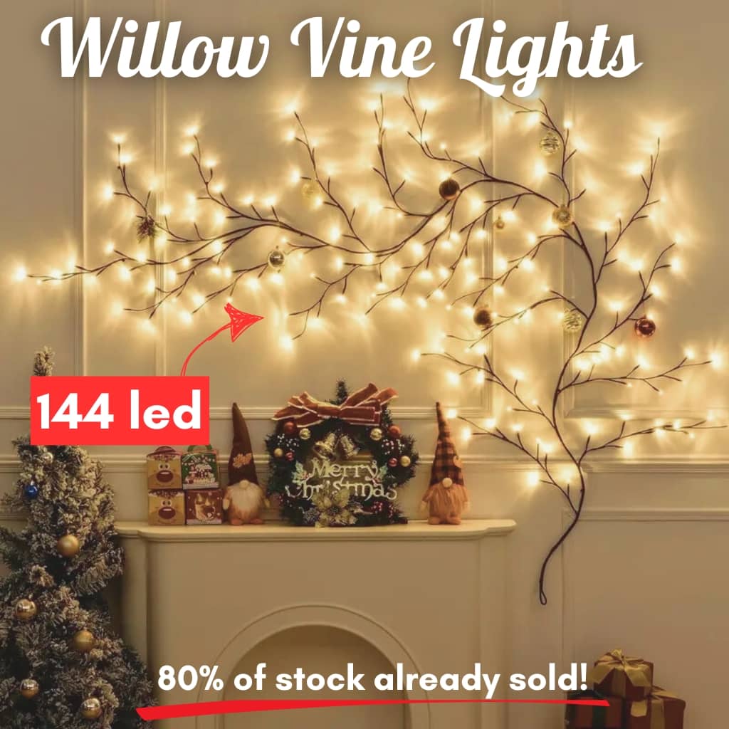 SUPA Willow Vine Lights, Christmas Swags Decorations Indoor Room Decor, 18 Branches 144 LEDs Lighted Willow Vine Lights for Walls Bedroom Home Decor