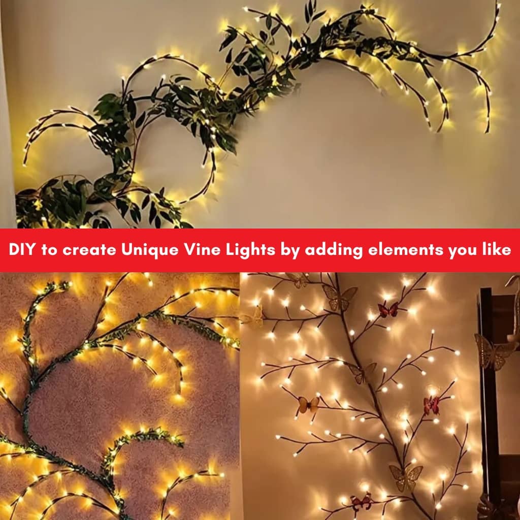 SUPA Willow Vine Lights, Christmas Swags Decorations Indoor Room Decor, 18 Branches 144 LEDs Lighted Willow Vine Lights for Walls Bedroom Home Decor